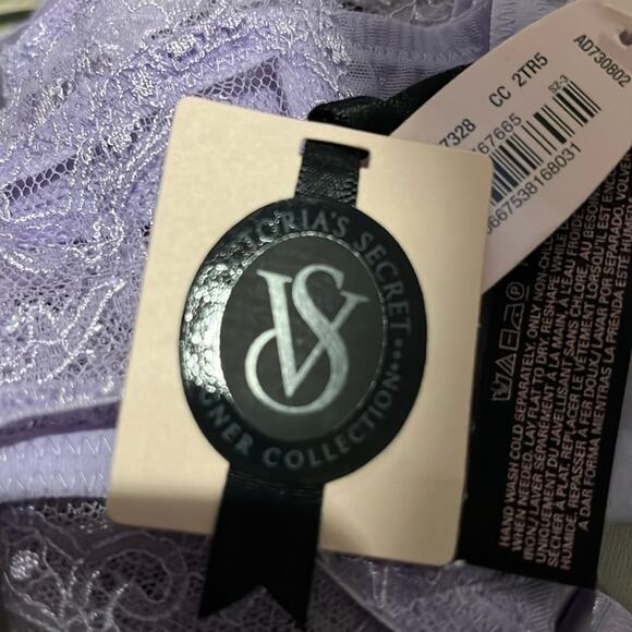 Victoria’s Secret Set, Sexy Unlined Demi Lace Bra/Garter/Panty, Light Purple - Picture 9 of 12